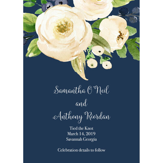 Gray and Ivory Roses Wedding Announcements